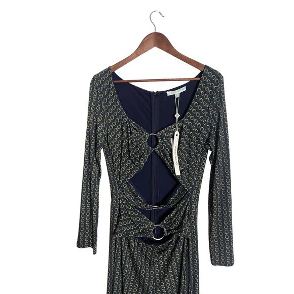 Jonathan Simkhai Chain Print Cutout Jumpsuit in Midnight Combo Womans 10 - Picture 5 of 9
